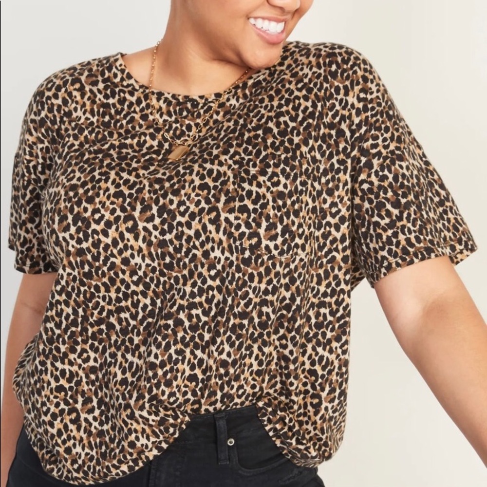 Old Navy - Loose Leopard-Print Slub-Knit Easy Tee